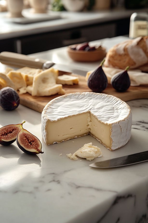 Wheel of brie being sliced