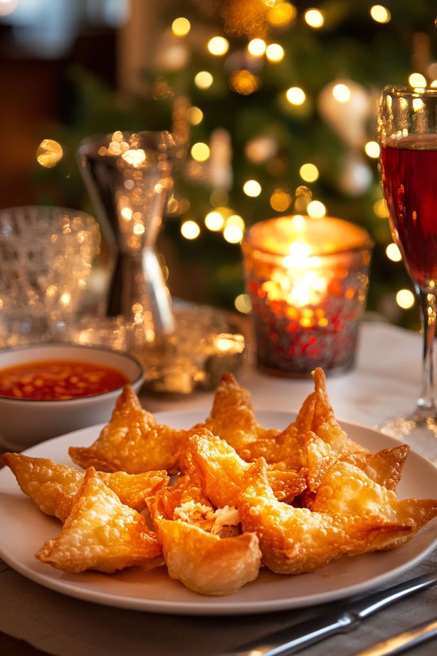 Crab Rangoon with sweet chili dip.