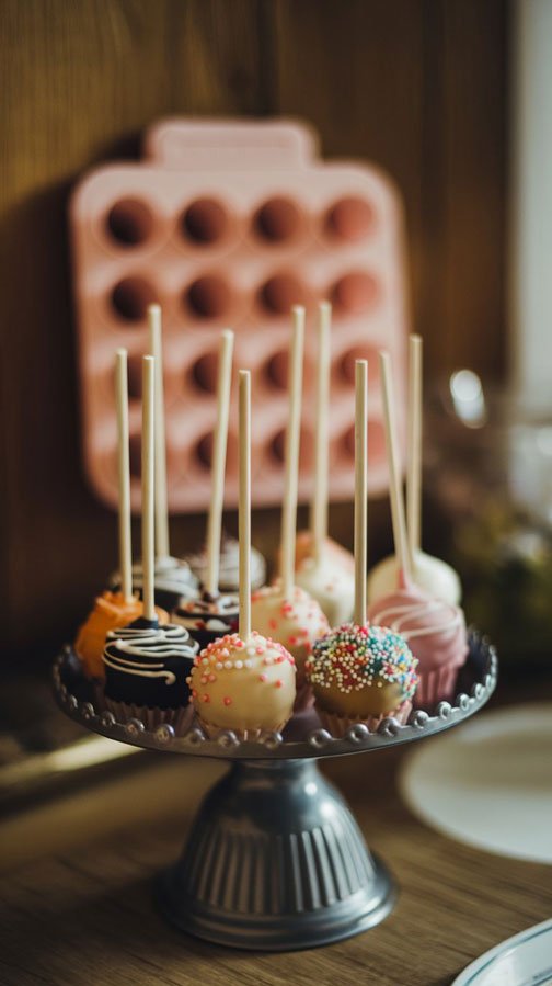 Close-up of silicone cake pops in an apartment.