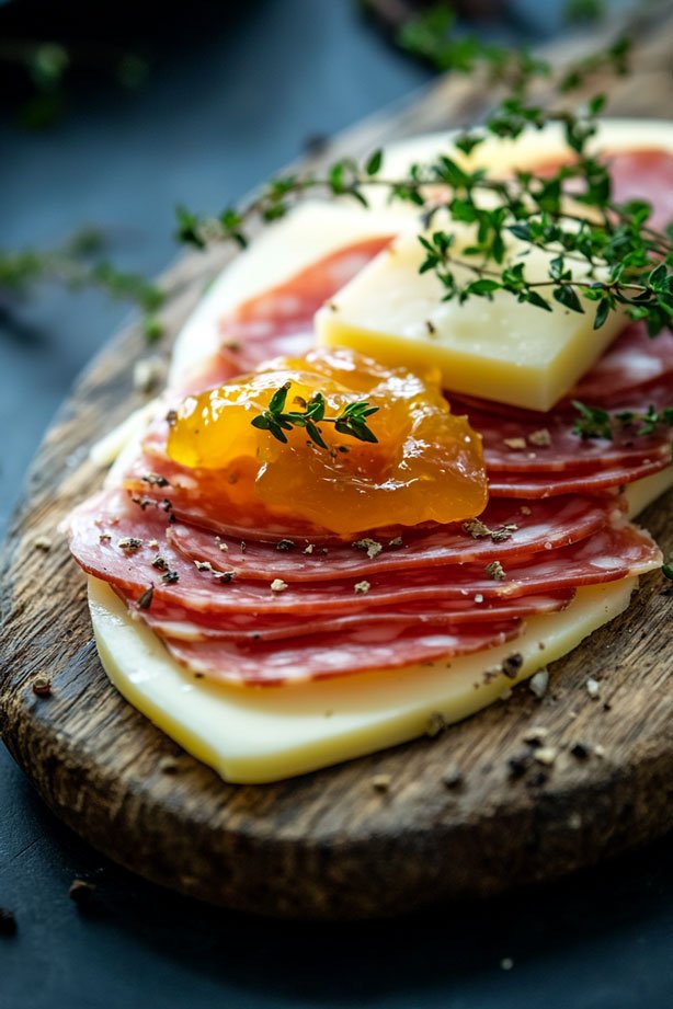 Gouda with Bresaola and apricot jam