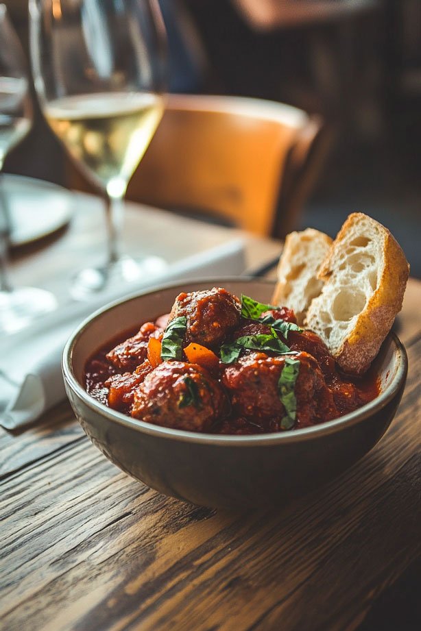 Italian meatballs in tomato sauce.