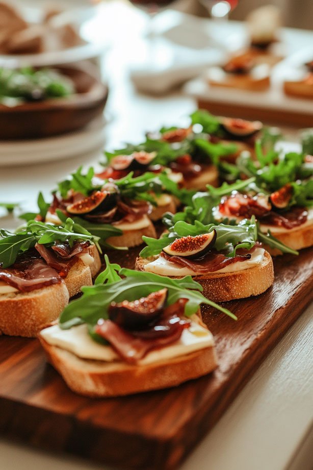 Brie and Jamón on wooden board