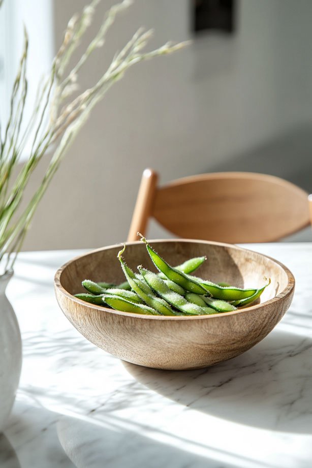 Edamame beans with sea salt.