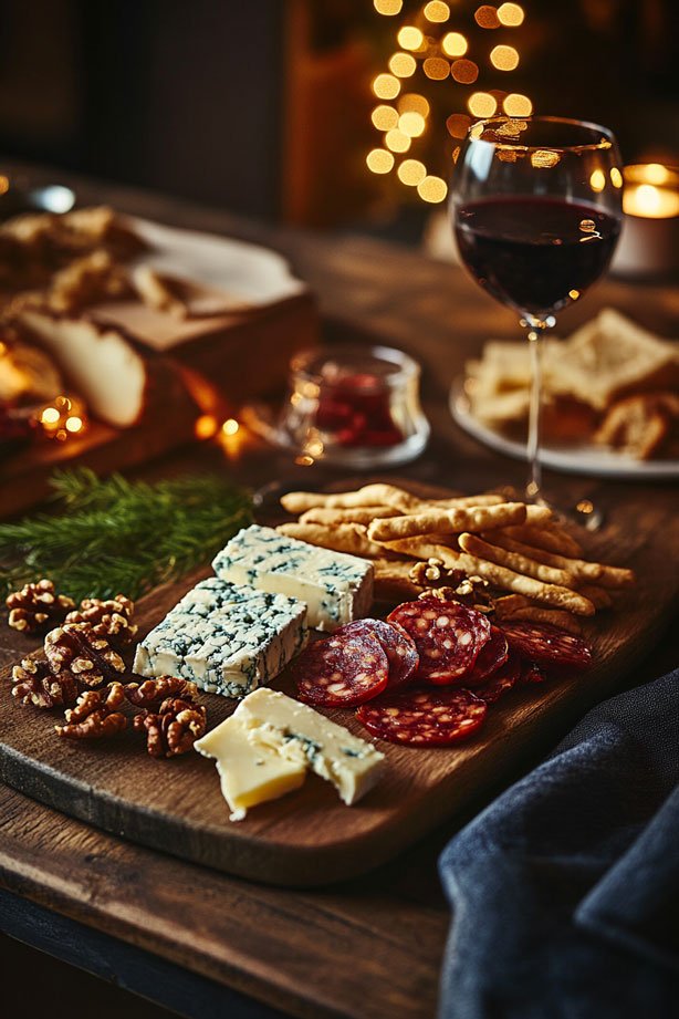 Stilton, Chorizo, and walnut breadsticks.