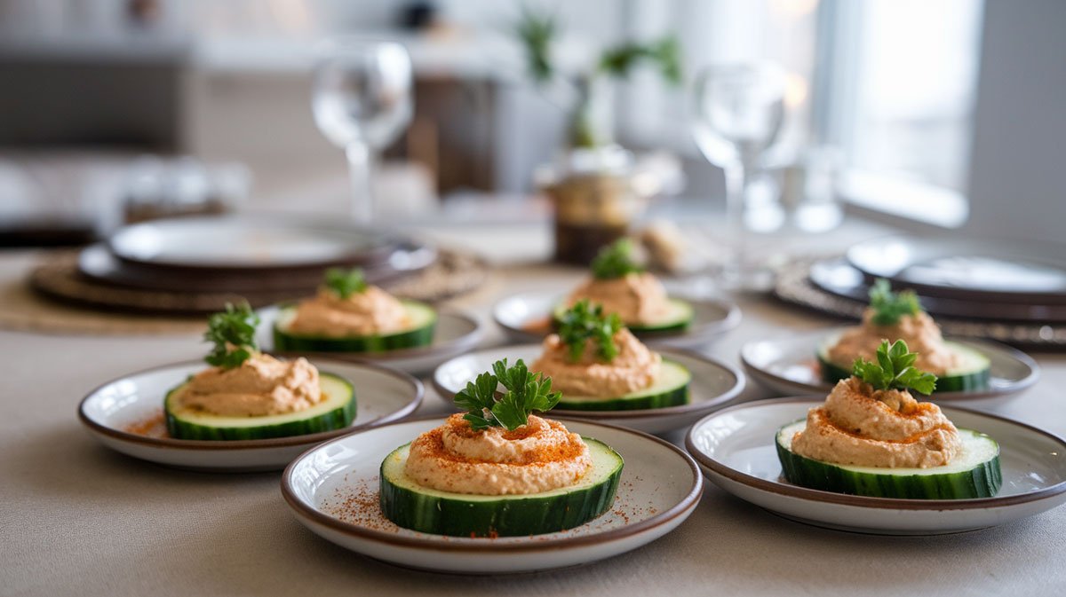 Tahini hummus bites on mini plates