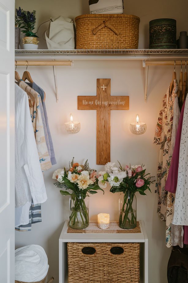 Personal prayer closet with altar items